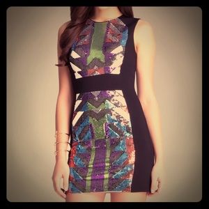 Bebe sequin geo pattern dress